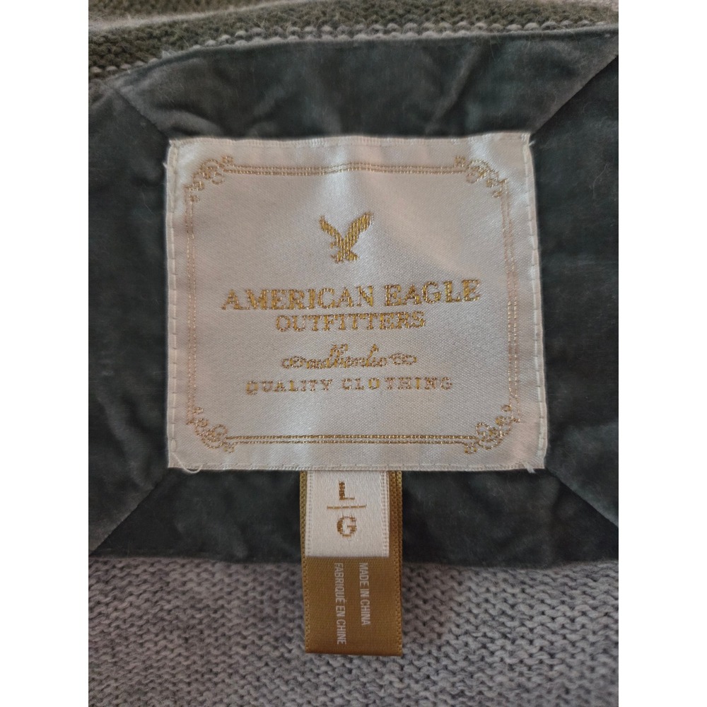 American Eagle Outfitters Y2K Cardigan Striped Green Beige Open Front‎ Sweater - Picture 5 of 5
